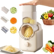 OhhGo Electric Cheese Grater, 3 in 1 Electric Vegetable Slicer with 3 Changeable Blades, One-Touch Easy Control Salad Shooter Cheese Grater for Block Cheese Vegetable Cucumber Nuts, Home Kitchen Use
