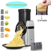 Electric Cheese Grater, 3.74‘’ Extra Large Feeding Port, 5 in 1 Electric Vegetable Slicer for Cheese, Fruits, Vegetables