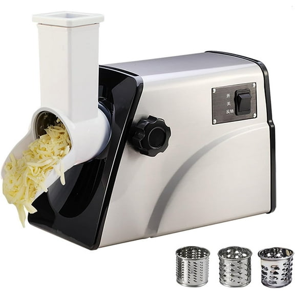 Electric Cheese Grater Rotary Machine Stainless Steel Food Grater and Shredder with 3 Blades, One-Touch Control Kitchen Grater for Cheese, Carrots, Vegetables, and More