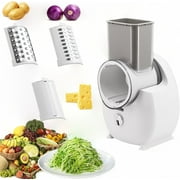 Electric Cheese Grater Salad Maker Machine with 3 Blades, Rotary Cheese Grater, Detachable Vegetable Shredder Fruit Cutter Machine, Nut Grinder for Cheeses, Fries, Fruit