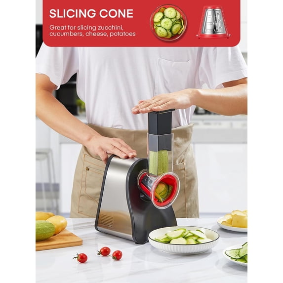 Electric Cheese Grater Salad Maker, One-Touch Control Electric Slicer ...