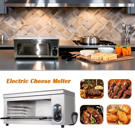 Electric Cheese Melter 2000W Cheesemelter Grill, 120-570°F Commercial Raclette Grill, 110V Cheesemelter Broiler, Large, AIH16745