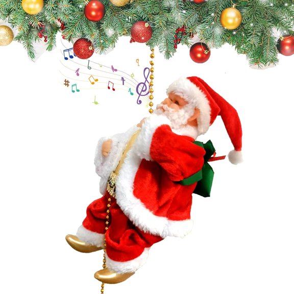 Electric Chimney Climbing Santa Claus Musical Toys, Electric Santa Climbing Rope, Santa Claus Climbing Rope, Santa Claus Climbing A Chain, Christmas Christmas Decorations