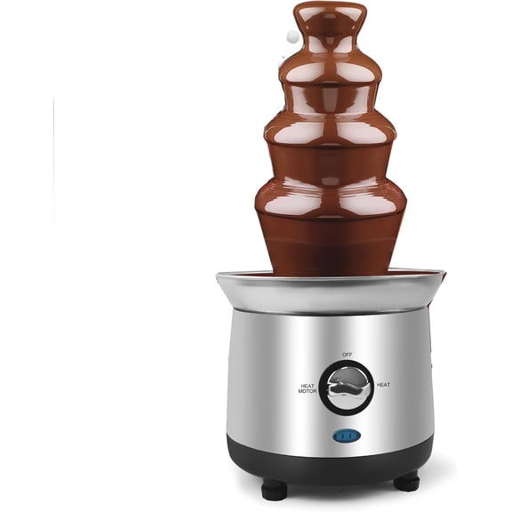 Electric Chocolate Fondue Fountain Machine Stainless Steel 4-Pound Capacity for Chocolate Candy Butter Cheese