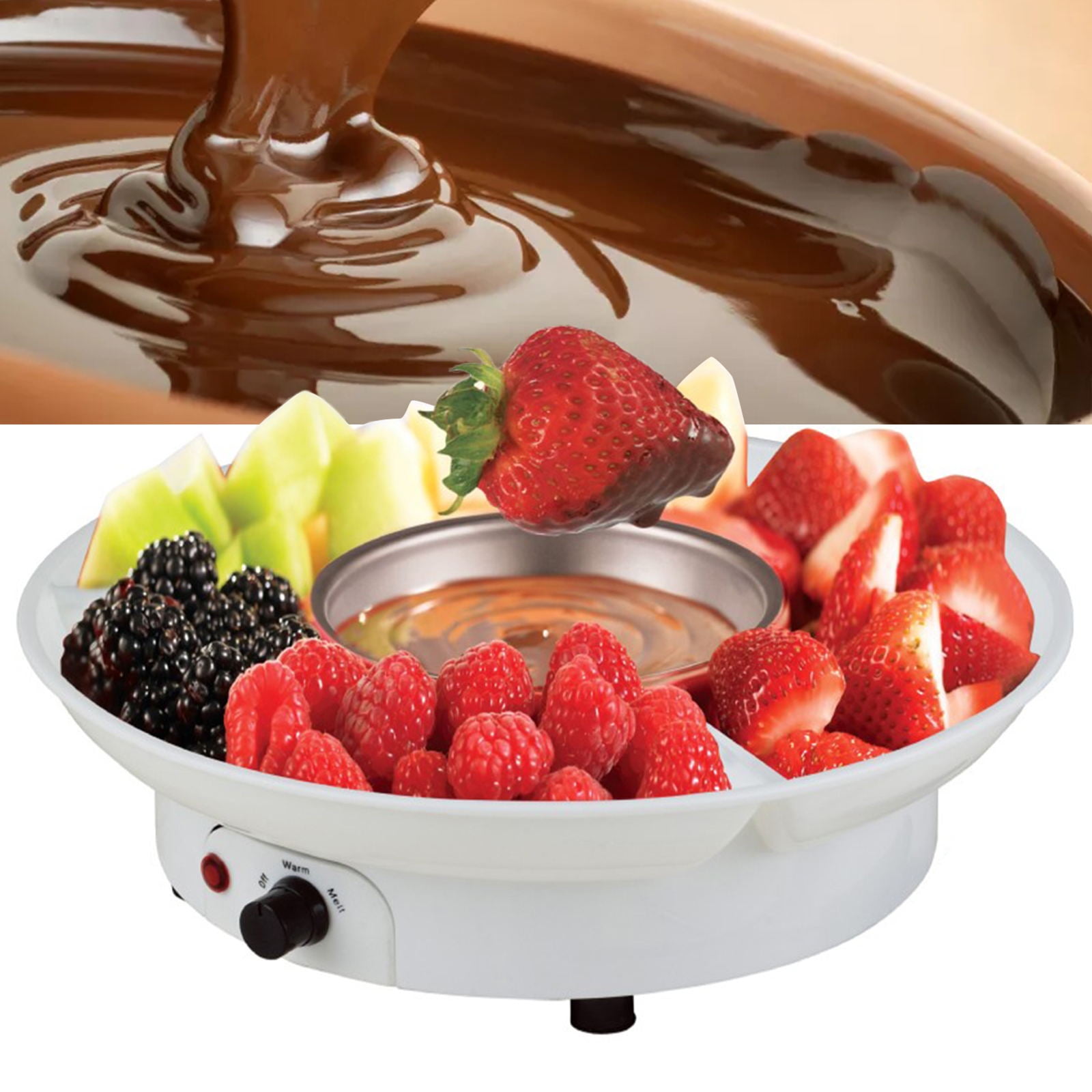 Electric Chocolate Warmer Party Dip Fountain Fondue Cheese Melting Pot 25 W