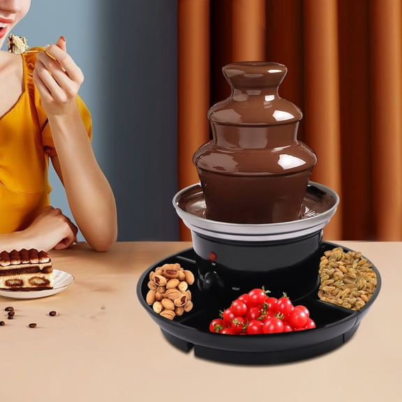 Electric Chocolate Fountain, 3 Tier Chocolate Fondue Machine with 5Forks, 40W Fuente De Chocolate, Small Chocolate Fountain Machine for Parties, Melts Cheese, Candy, Dip Strawberry, fruit, Vegetable