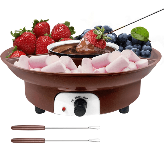 Electric Chocolate Melting Pot Chocolate Fondue Kit with 2 Steel Forks Warmer Machine for Milk Chocolate, Cheese, Butter, Candy