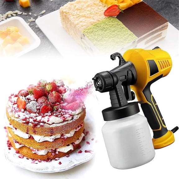Electric Chocolate Spray Gun, 500W Cake Decorating Kit with 3 Patterns, Multifunction Baking Sandblasting Machine Paint Sprayer for Cake, Chocolate Decoration,Orange
