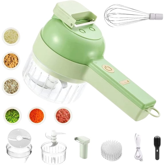 Electric Chopper, 5 in 1 Multi-Functional Portable Electric Vegetable Cutter Set, Wireless Grinder, for Home Kitchen Garlic, Peppers, Onions, Meat