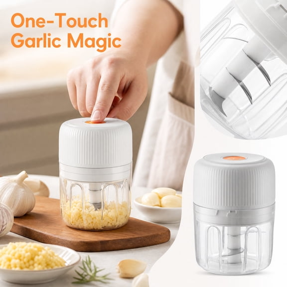 Electric Chopper, Mini Electric Chopper for Garlic and Vegetables, Cordless Small Processor Portable Kitchen Chopper with Container, 1 Piece Compact Kitchen Tool for Home Cooking