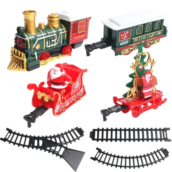 Electric Christmas Train Toy With Lights And Music For Kids Assembly Rail Car Set