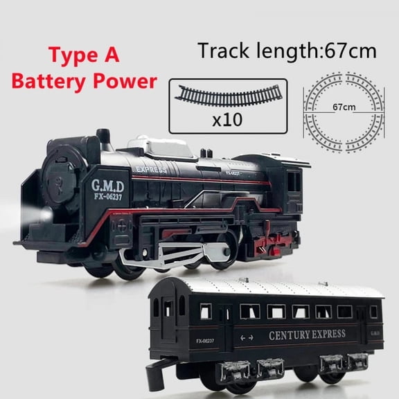 Electric Christmas Train Track Set, Light Up Classic Railway Freight Model, Kids Holiday Birthday Gift Toy