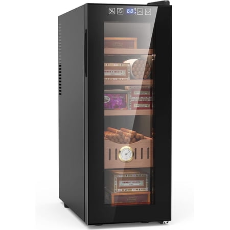 XUTUMM 35L Electric Humidor, 250 Counts Cigar Humidor Cabinet with Cooling Temperature Control, Electric Cooling Cigar Fridge with Spanish Cedar Wood Shelves & Hygrometer