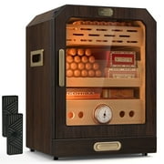Electric Cigar Humidor Lighted Control Magnetic Door Desktop Cigar Humidor Cabinet,with Cigar Accessory Drawer 2 humidifiers 3 Layer Large Capacity Humidor,Hold 100-150 Cigars Gift for Cigar Lover