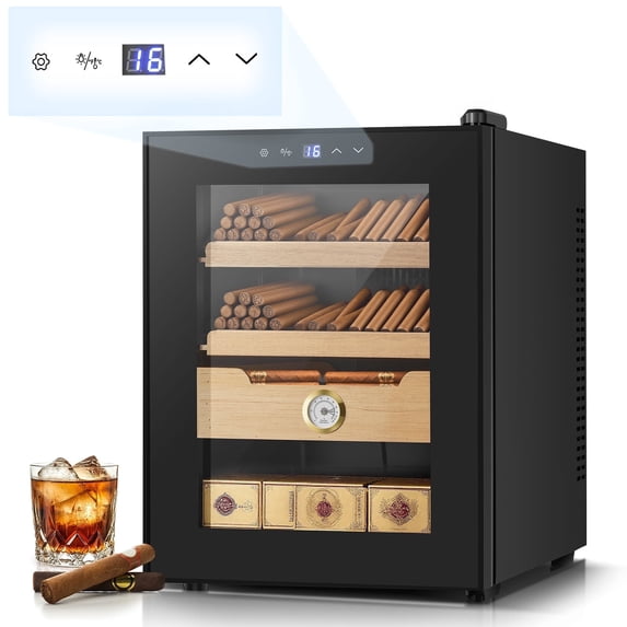 Electric Cigar Humidor for 280 Cigars, 33L Cigar Cabinet with Temperature Control, Spanish Cedar Wood Shelves, Digital Hygrometer, Gift for Men