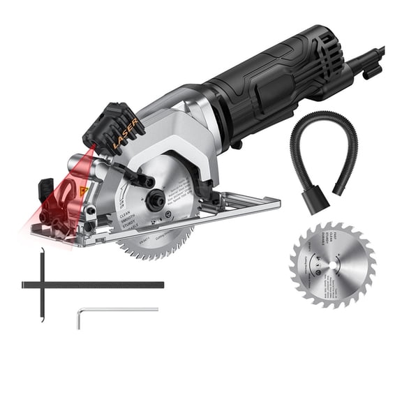 Electric Circular Saw with Cutting Guide 4.8 Amp 4-1/2 Inch 3500RPM Handheld Circular Saws for Wood Tile and Plastic Cuts ,DIY Tools
