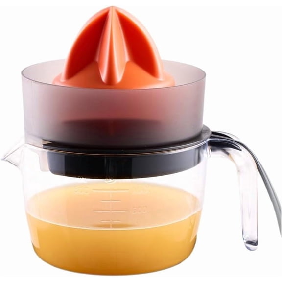 Electric Citrus Juicer - 3 Cup (24 oz) Orange Juicer with Seed Filter, Auto-Reverse, Compact Design - Easy Press Citrus Juicer for Oranges, Lemons, Limes -  - Black and orange