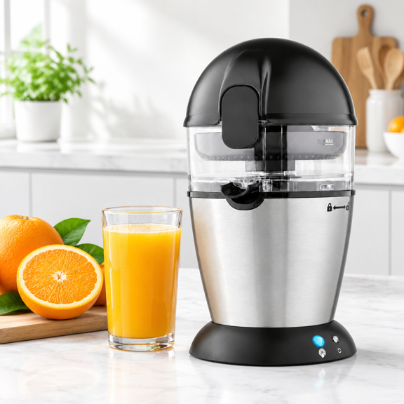 Electric Citrus Juicer, Hands-Free Automatic Press for Limes, Lemons, Oranges, Grapefruit, 12oz Capacity