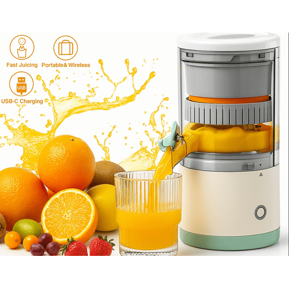 Electric Citrus Juicer Rechargeable Hands-Free Masticating Orange Lemon Squeezer
