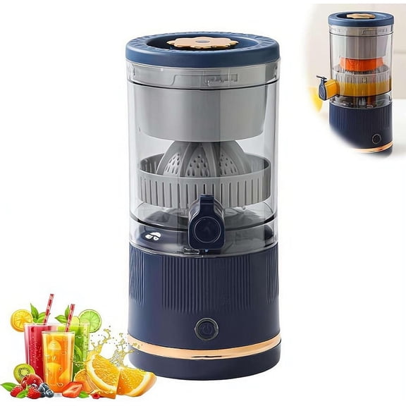 Electric Citrus Juicer Stainless Steel, Automatic Orange Juice Squeezer for Lemons and Limes, One-click Hands-Free Juicing Machine, Easy to Clean Small Kitchen Appliance Gift (Blue new)