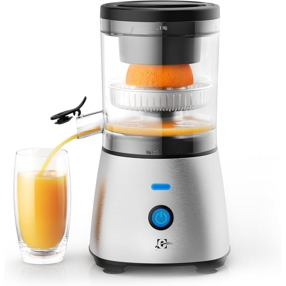 Electric Citrus Juicer Stainless Steel | Hands-Free One- Orange Juice Squeezer for Oranges, Lemons, and Limes | Quiet Operation, Easy to Clean, Countertop Small Kitchen Appliance
