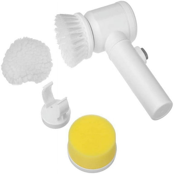 Electric Cleaning Brush, 5-in-1 Magic Power Scrubber for Kitchen, Bathroom, Bathtub, Shower, Tile, Carpet, Bidet, Sofas (White)