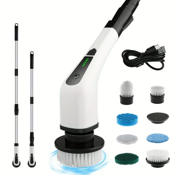2025 New 7-in-1 Telescopic Electric Cleaning Brush, Multi-Surface Scrubber for Floor & Kitchen, Long Handle Household Cleaning Tool