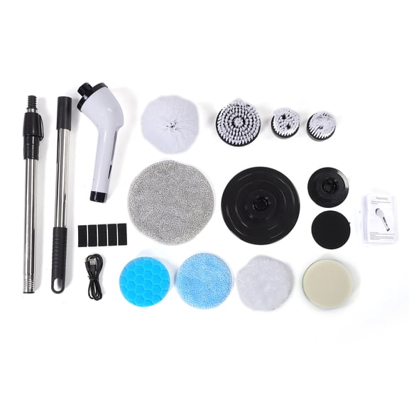Electric Cleaning Brush Electric Brush with 9 Brush Heads Cordless Spinning Scrubber Dual Speed with Handle Rechargeable Battery LED Display for Bathroom Kitchen Tile Car