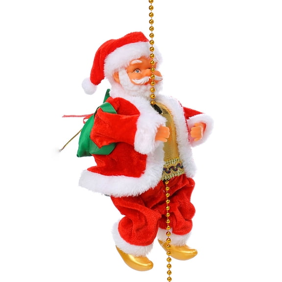 Electric Climbing Beads Santa with Music Climbing The Stairs Ornament for Christmas Tree Door Decoration