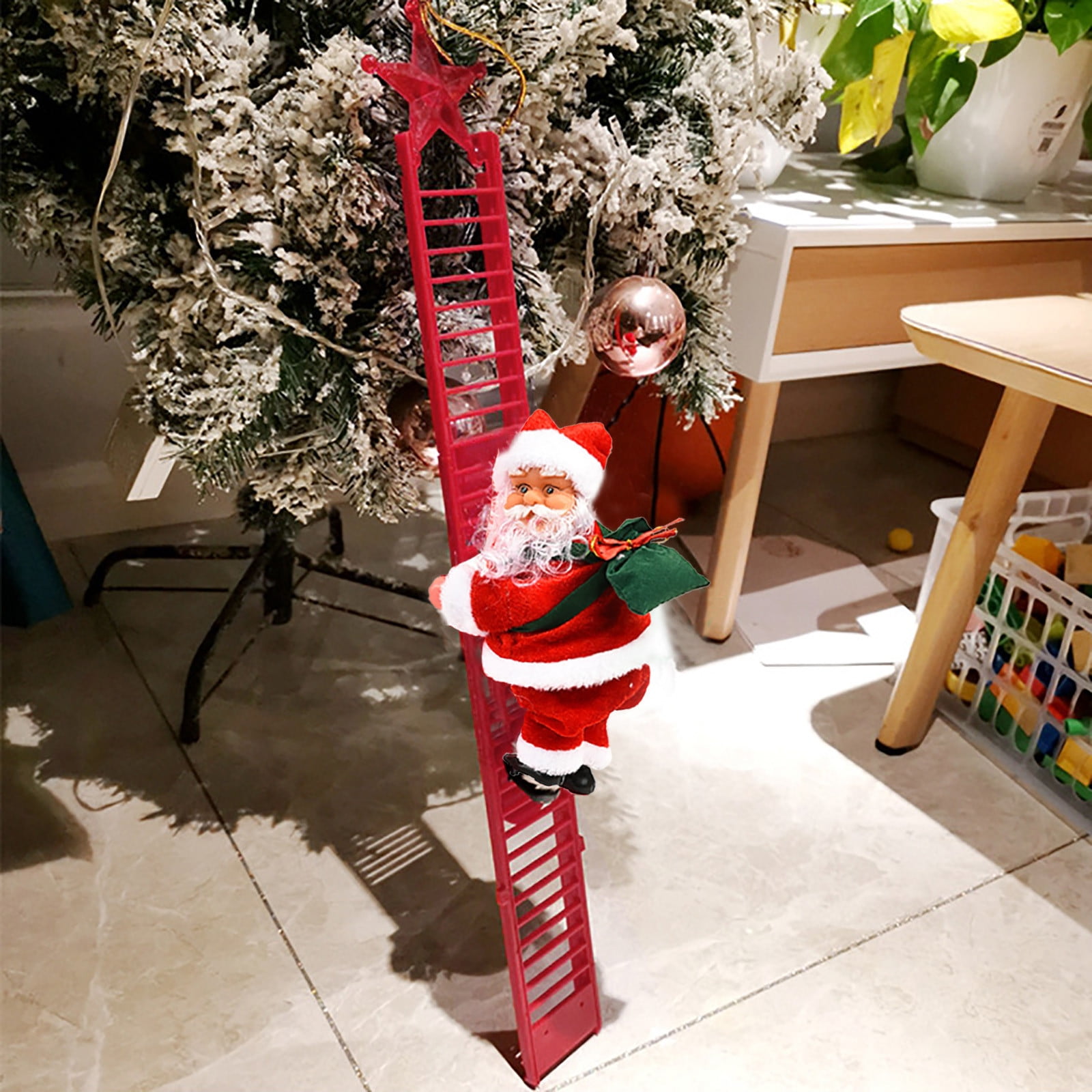 Electric Climbing Santasanta Climbing Ladder To Treeclimbing Santa Up And Down Santa Claus On 1189