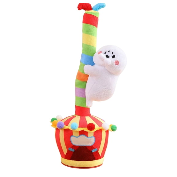 Electric Climbing Seal Plush Toy, Interactive Rotating Tree Stuffed Animal, Circus Spinning Pole Acrobatics Toy for Children Gifts