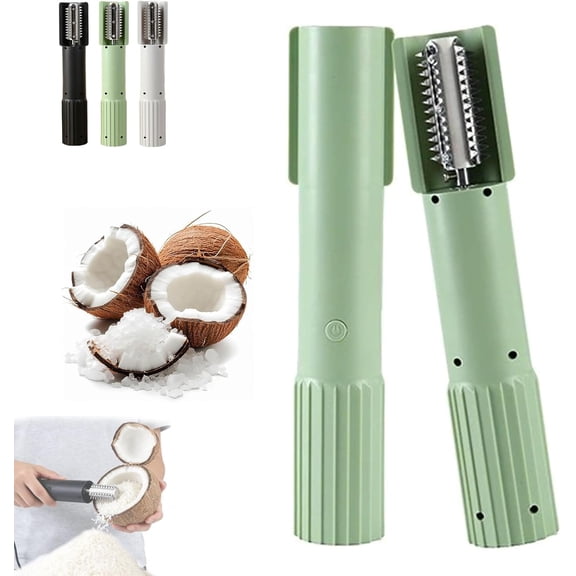 Electric Coconut Grater, Electric Coconut Grater Machine, Coconut Scraper, Anti-Splash Rotating Kitchen Grate, Rechargeable Handheld Coconut Scraper Peeler Shredder, For Kitchen (Green)