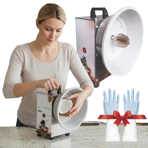 Electric Coconut Grater Machine, 3-Speed Adjustable Coconut Removal Tool with Blade, Dust Cover, Handles & Feet for Flake Extraction