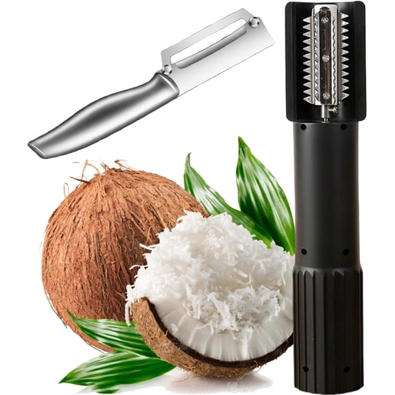 Electric Coconut Grater Machine, Portable Handheld Coconut Scraper Electric, Stainless Steel Coconut Fish Crusher Manual Electric Roller, Wireless Automatic Anti-Splash Rotating Kitchen Grater