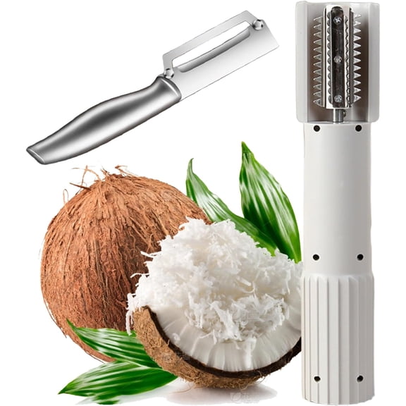 Electric Coconut Grater Machine, Portable Handheld Coconut Scraper Electric, Stainless Steel Coconut Fish Crusher Manual Electric Roller, Wireless Automatic Anti-Splash Rotating Kitchen Grater