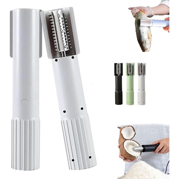 Electric Coconut Grater Machine, Portable Handheld Coconut Scraper Peeler Shredder, Wireless Automatic Anti-splash Rotating Kitchen Grater, Stainless Steel Coconut Electric Roller (B)