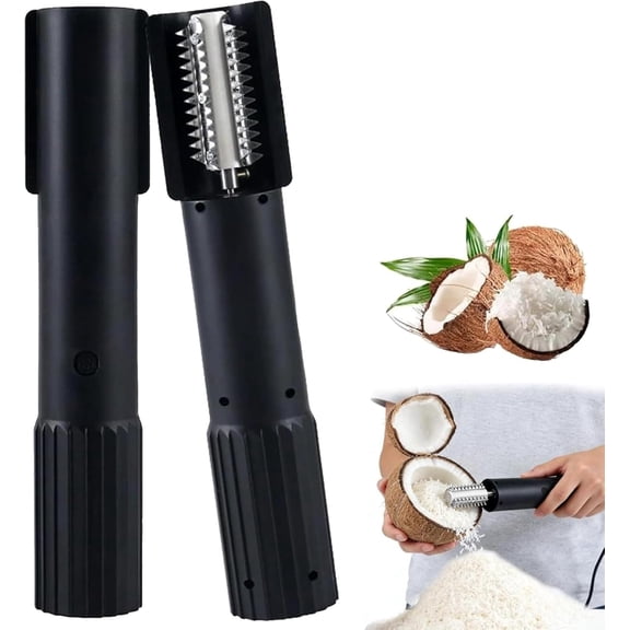 Electric Coconut Grater Machine, Portable Handheld Coconut Scraper & Shredder, Cordless Stainless Steel Rotating Roller with Anti-Splash Design, Easy-Clean Coconut Grater for Home Kitchen
