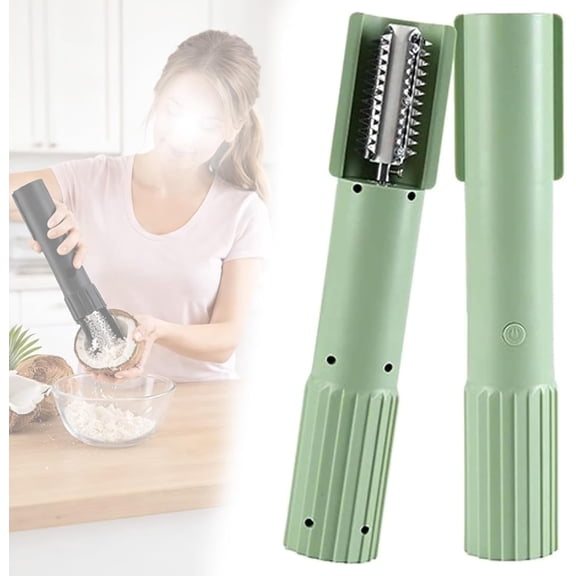Electric Coconut Grater Machine – Portable Handheld Kitchen Shredder with Stainless Steel Blades and Anti Splash Cover, Compact Food Prep Tool for Home Camping Daily Use