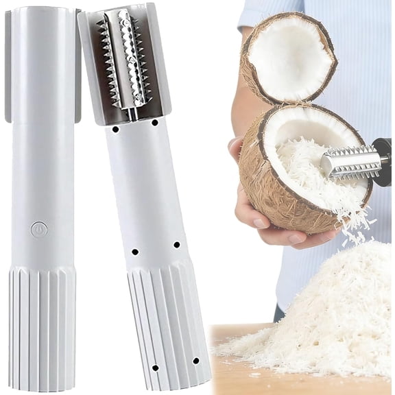 Electric Coconut Grater Machine, Wireless Automatic Anti-splash Rotating Kitchen Grater, for Kitchen Stainless Steel Coconut Fish Crusher Manual Electric Roller, Long Battery Life/Waterproof (Black)