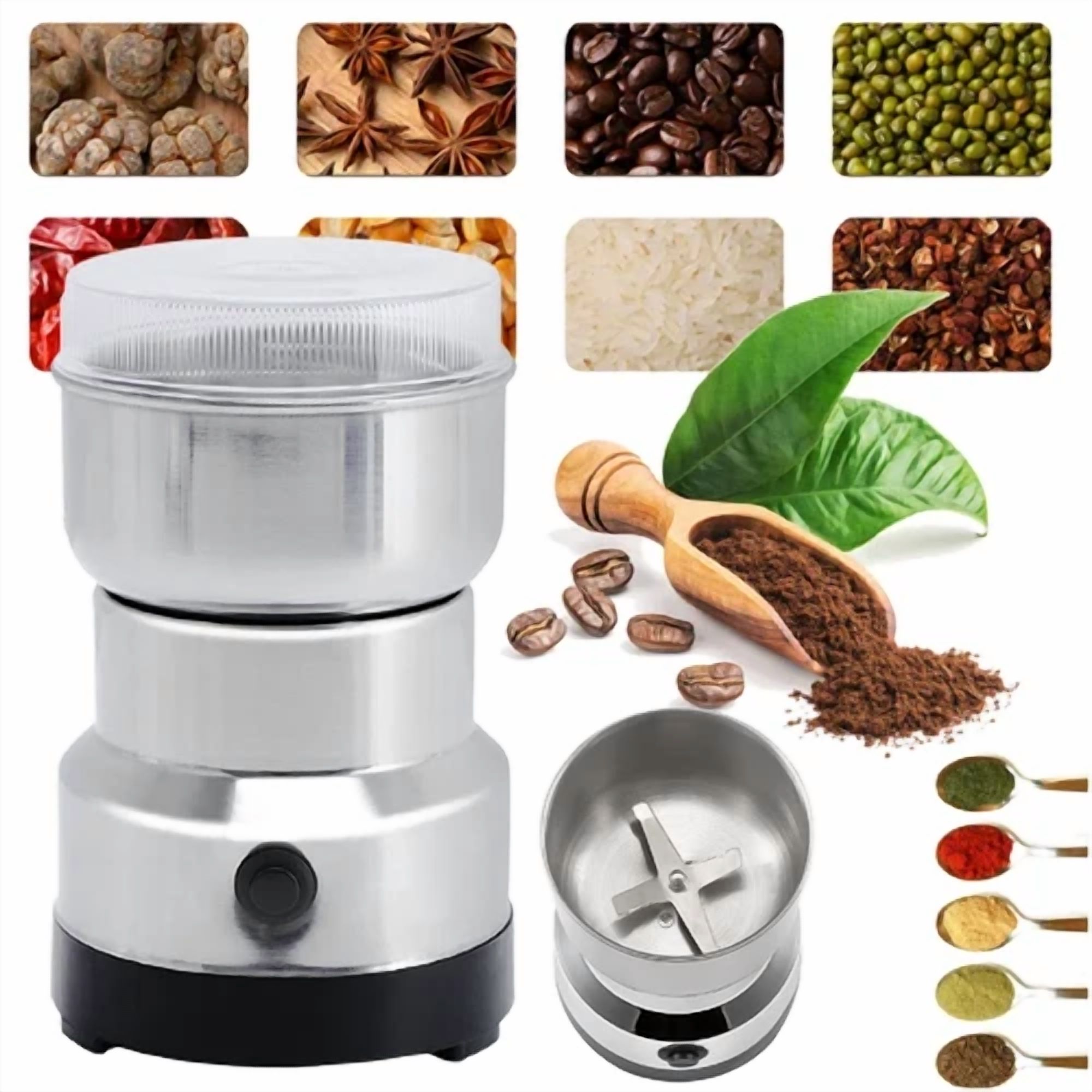 Electric Coffee Bean Grinder Nut Seed Herb Grind Spice Crusher Mill Blender Us