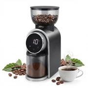 Electric Coffee Grinder LHKLUK, 25 Grind Settings, Timer & Cup Dual Modes, Touch Screen, Stainless Steel Conical Burr, Plastic Body, 250g Capacity, for Home & Commercial Use, Black