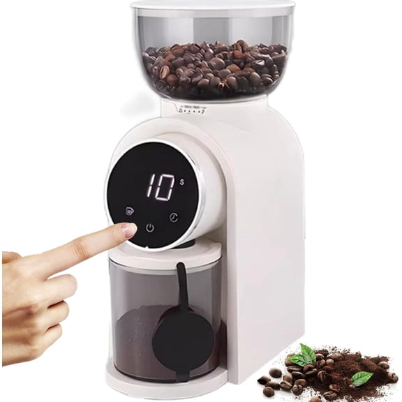 Electric Coffee Grinder, 25 Grind Settings, Touch Screen, Timer, Grounds Container, 1 Set