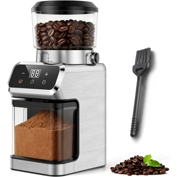 Electric Coffee Grinder with 30 Grinding Settings, Burr Coffee Grinder for Home Use, Touchscreen and LED Control Panel, Stainless Steel Conical Burr Grinder