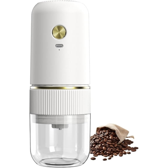 Electric Coffee Grinder 4 Grind Settings USB Rechargeable with Transparent Cup 1PC