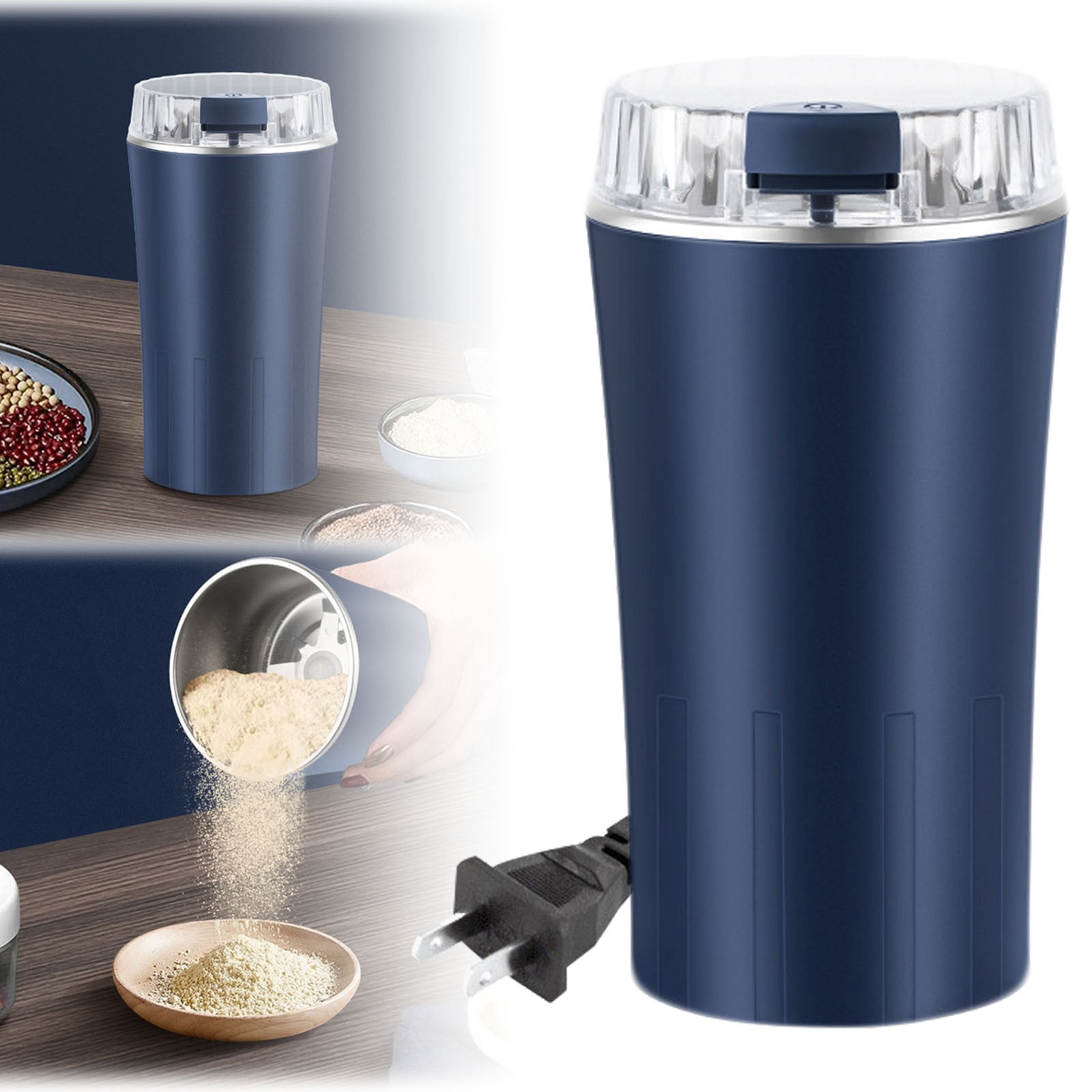 Electric Coffee Grinder, Coffee Bean and Spice Grinder with 8 Heavy-Duty Stainless Steel Grind Blades, One-Touch Automatic Smart Grind, Portable, WEIWEIGG