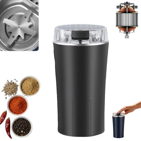 Electric Coffee Grinder, Multi-Grain Blending & Powdering Machine, Electric Coffee Bean Grinder Stainless Steel Blade, One Touch Operation for Coffee Beans, Herbs, Nuts, Grains