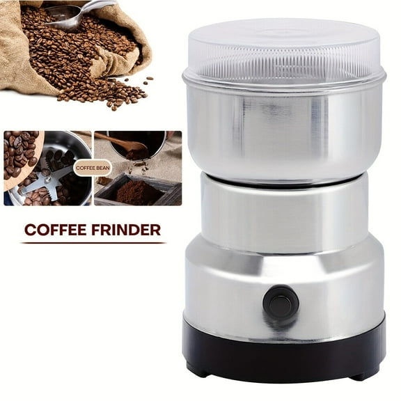 Electric Coffee Grinder and Spice Grinder, Stainless Steel Coffee Bean Grinder Herb Grinder for Spices with Stainless Steel Blades Removable Clear Cover