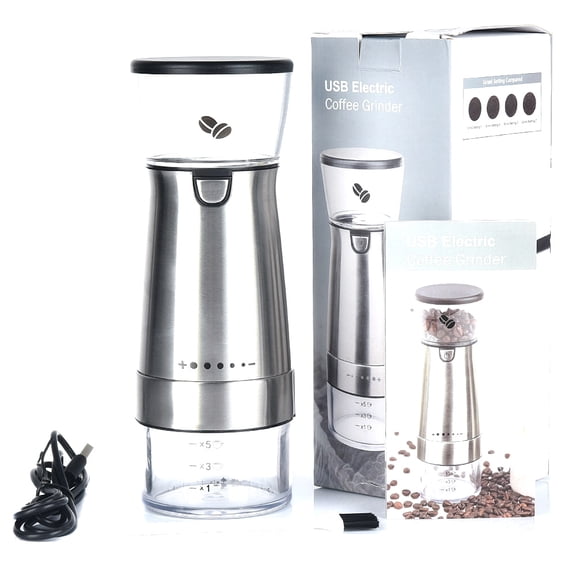Electric Coffee Grinder Stainless Steel Adjustable Bean Mill Machine Kitchen Tools with Brush
