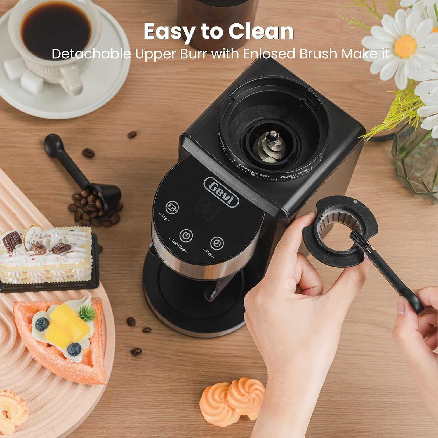 Electric Coffee Grinder with 35 Grind Settings for Espresso and Drip, Burr Mill for Home Use