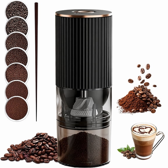 MGGEED Cordless Coffee Grinder, Electric Burr Coffee Bean Grinder USB Rechargeable, Adjustable Coarseness, Portable 3.4oz for Home Travel
